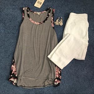 Striped and floral tank
